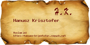 Hanusz Krisztofer névjegykártya